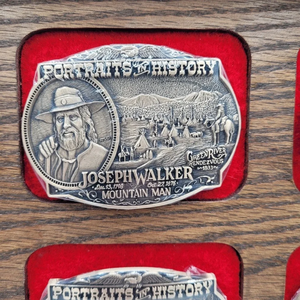 New‎ Sealed 7 Each Portraits of History Solid Brass Mounted Belt Buckles